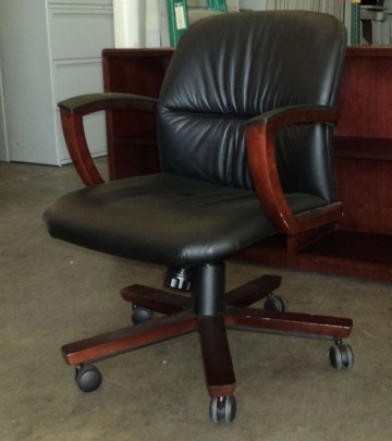 Hon Leather Conference Chair with Cherry Frame