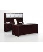Fairplex Collection: Rectangular Desk with Credenza and Hutch with Frosted Glass