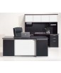 Pimlico Laminate Collection: Executive Desk Setup with Frosted Glass Modesty and Doors