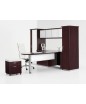 Pimlico Laminate Collection: L-Shape Desk with Frosted Glass Storage Doors & Modesty, with Mobile Ped