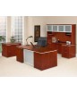 Pimlico Veneer Collection: Desk with Credenza and Hutch with Storage (Bronze Cherry)