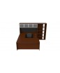 Jade Collection: Bowfront U-Shape with Hutch and Bookcase (Chestnut Cherry)